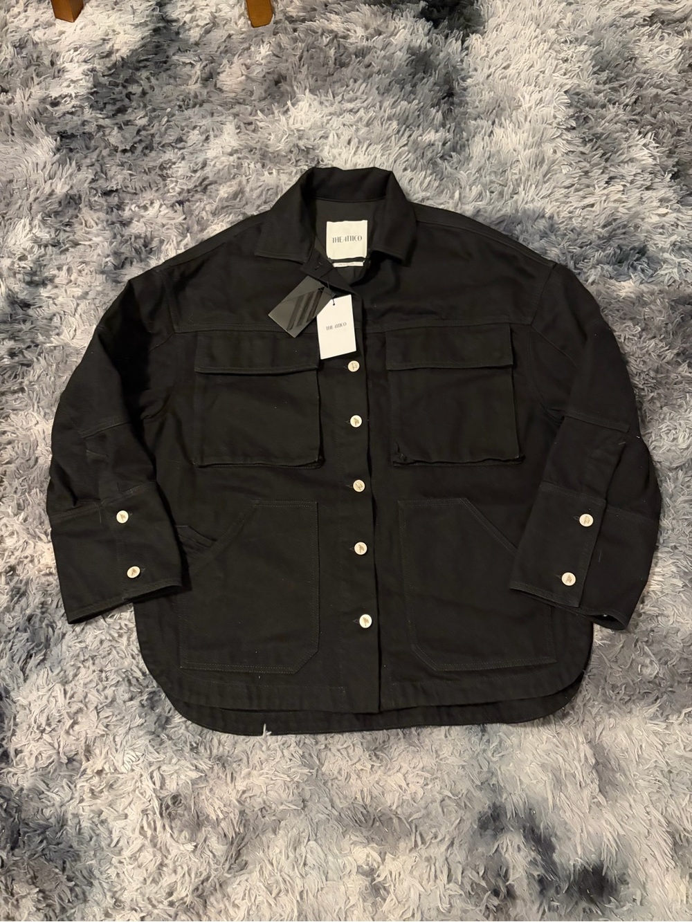 NWT The Attico Janet Black Utility Denim Shirt Jacket Overshirt IT 40 US S M Lux